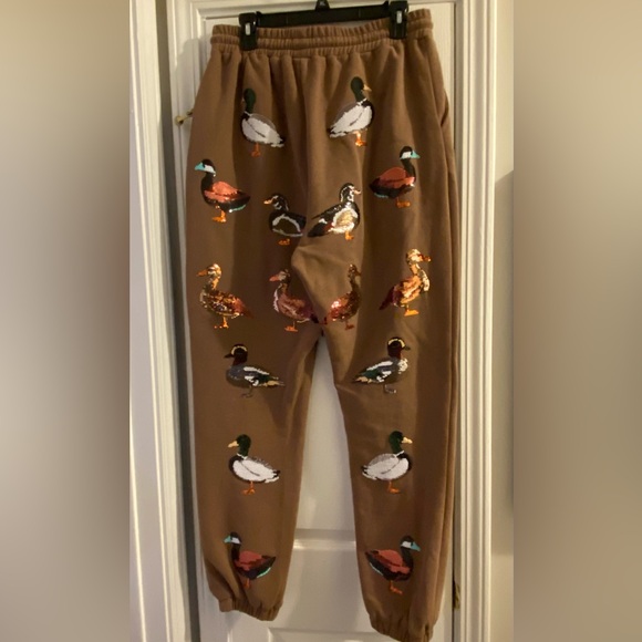 QUEEN OF SPARKLES Brown Duck Print Joggers - Picture 2 of 3
